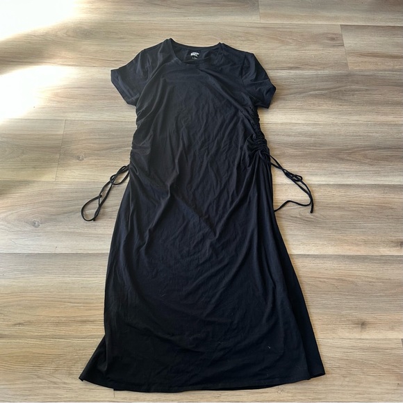 Lands' End Classic Black Midi Dress Ruched sides 14-16 - Picture 1 of 4